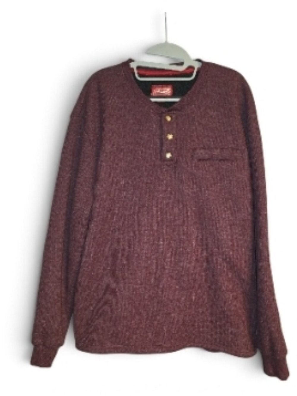 Coleman Sherpa Lined Waffle Henley Pullover Shirt Mens XXL Port Heather Sherpa